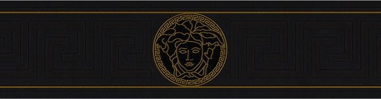 Exclusief luxe behang Profhome 935224-GU behangrand licht gestructureerd met grafisch patroon glimmend zwart goud 0,65 m2