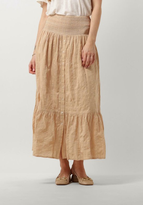 Ruby Tuesday Sali Long Skirt With Smock Waistband And Full Placket Rokken Dames - Zand - Maat 40