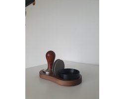Tamping Station Set 58 mm - Walnoot hout - 4In1 - 2x Puck Screen 58mm - Koffie Distributeur 58mm - RVS Koffie doseerring 58 mm