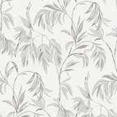 Bloemen behang Profhome 378303-GU vliesbehang licht gestructureerd met bloemen patroon mat grijs groen wit 5,33 m2