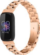 Stalen bandje - RVS - geschikt voor Fitbit Inspire 3 - rosegoud