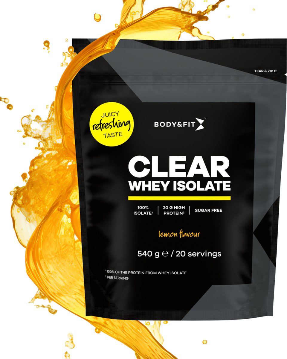 Goedkoopste Body & Fit Clear Whey Isolate - Clear Whey Protein - Proteine Poeder - Proteine Ranja - Eiwit Limonade - Lemon - 540 gram (20 shakes