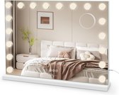 Royals Hollywood Spiegel Met Verlichting - Make Up Spiegel - 18x Led verlichting – 10x Zoom - 3 lichtstanden - Smart Touch - hollywood spiegel - 80 x 60CM