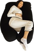 MeraLife® - Zwangerschapskussen (U-Vorm) XXL - Zijslaapkussen - Lichaamskussen - Voedingskussen - Body Pillow - Afneembare Hoes - 140x80cm - Zwart
