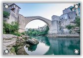 Tuinposter Stari Most (Oude Brug), Mostar, Bosnië en Herzegovina 60x40cm- Foto op Tuinposter (wanddecoratie voor buiten en binnen)