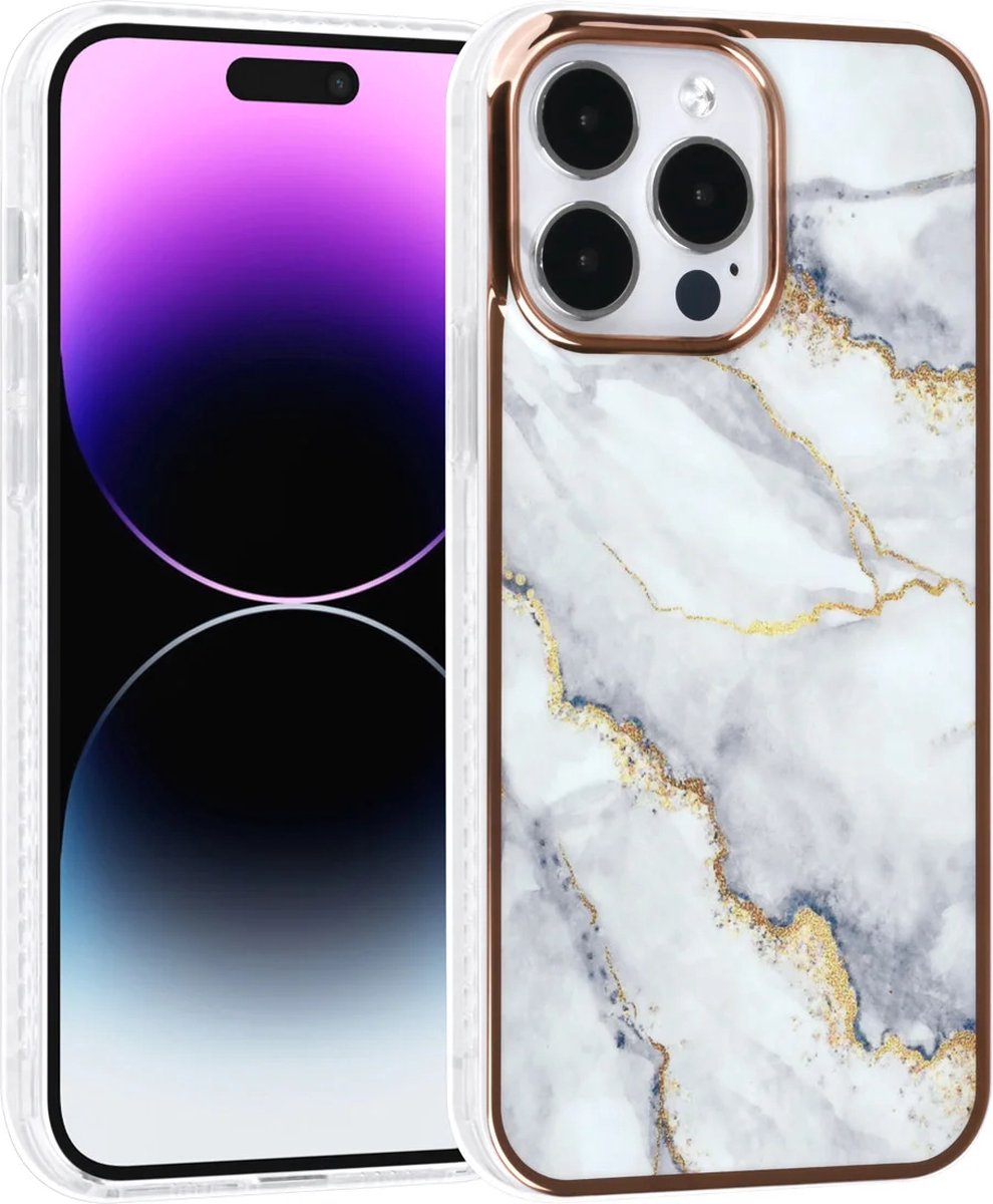 TPU Back Cover hoesje - Marble Wit - Geschikt voor: iPhone 14 Pro