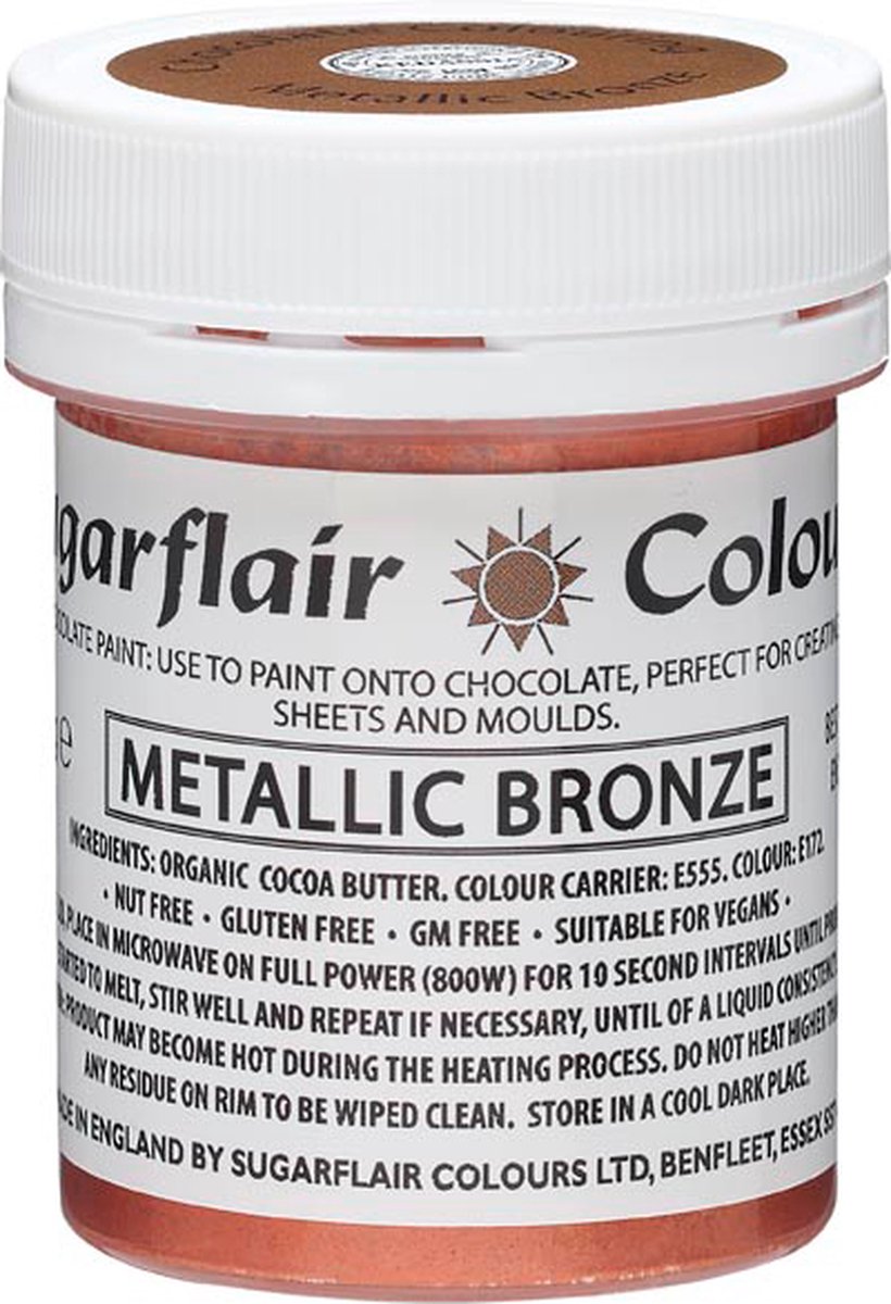 Sugarflair Chocolate Colour - Metallic Bronze - 35g - Chocolade Kleurstof - Voedingskleurstof
