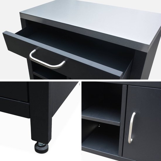 sweeek - Module stalen buitenkeuken 1 lade en 1 deur, 80 cm breed - grimlaud van Sweeek — afbeelding 2