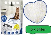 Premium silica - kattenbakvulling - citroen Geel/wit 1-8mm - Voordeelverpakking - 6 x 5L