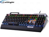 Mechanisch GamingToetsenbord(108Keys) - Metalen mechanisch toetsenbord -QWERTY- Kleur LED-achtergrondverlichting - Ergonomische polssteun - Usb-toetsenbord Bedraad Gamertoetsenbord - Bedraad Toetsenbord - Metaal Bedrade Led Kantoor