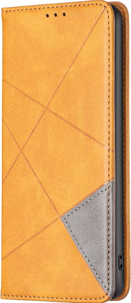 Mobigear Telefoonhoesje geschikt voor Samsung Galaxy A35 Hoesje | Mobigear Rhombus Slim Bookcase | Pasjeshouder voor 2 Pasjes | Telefoonhoesje voor Pinpas / OV Kaart / Rijbewijs - Cognac