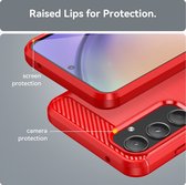 Mobigear Brushed Slim - Coque de téléphone adaptée au Samsung Galaxy A55 Case Flexible TPU Back Cover - Rouge