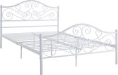 Bed - 140 x 190 cm - Metaal - Wit -LEYNA L 142 cm x H 105 cm x D 198.5 cm