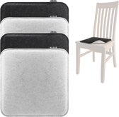 4 x zitkussens van vilt, gestoffeerd stoelkussen, hoekig zitkussen voor eetkamer, tuin, balkon, 2-kleurig omkeerbaar kussen