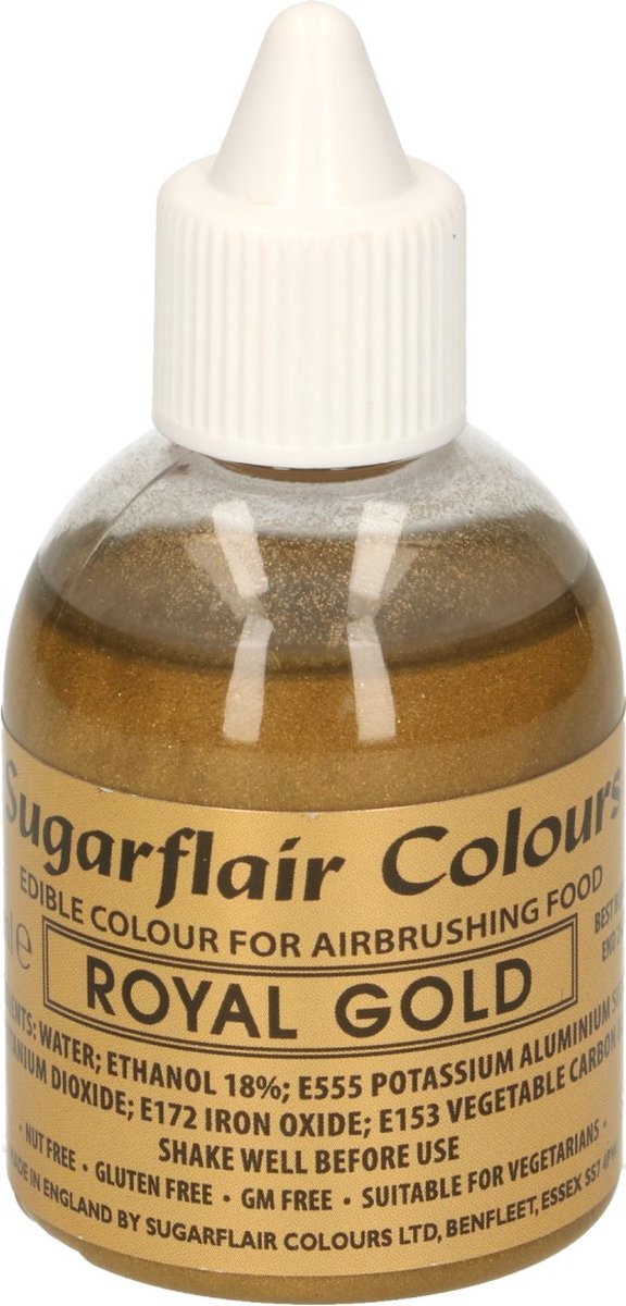 Sugarflair Airbrush Kleurstof - Koninklijk Goud - 60ml - Eetbare Kleurstof
