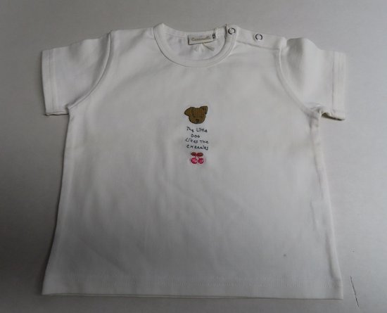 T shirt korte mouw - Meisjes - Wit - Kers - 12 maand 80