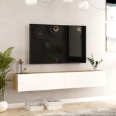 In And OutdoorMatch TV Kast Lia - TV Meubel - TV meubel - 180x31,5x29,5cm - Houtkleurig en Wit - Spaanplaat - Sierkast
