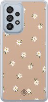 Casimoda® hoesje - Geschikt voor Samsung Galaxy A53 - Sweet Daisies - 2-in-1 case - Schokbestendig - Bloemen - Verhoogde randen - Bruin/beige, Transparant