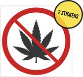 Pictogram/ sticker | Cannabis verboden | 10 x 10 cm | Verbodsbord | Weed | Wiet | Marihuana | Plant | Overlast | 2 stuks