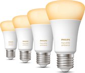 Philips Hue White Ambiance E27 Uitbreidingspakket - 4 Hue Lampen - Warm tot Koelwit Licht - Werkt met Alexa en Google Home