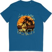 T Shirt Dames Heren - Zomer Print Life Is Better At The Beach - Blauw - XS