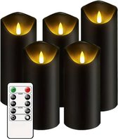 5 Stuks Flikkerende Vlamloze Kaarsen op batterij, Met Afstandsbediening En Timer, LED-kaars Voor Kerstmis Halloween Party Home Decor (zwart)
