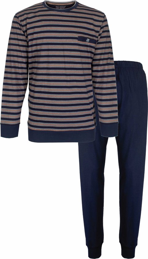 Paul Hopkins Heren Pyjama - Gestreept - 100% Katoen - Blauw - Maat XL