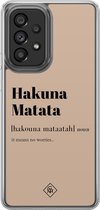 Casimoda® hoesje - Geschikt voor Samsung Galaxy A52 5G - Hakuna Matata - 2-in-1 case - Schokbestendig - Tekst - Verhoogde randen - Bruin/beige, Transparant