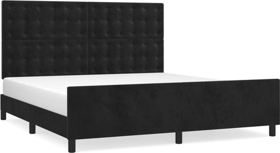 vidaXL Cadre de lit en velours Zwart 180 x 200 cm Cadre de lit - Confort de couchage - Lit en velours - Canapé-lit noir - Lit double