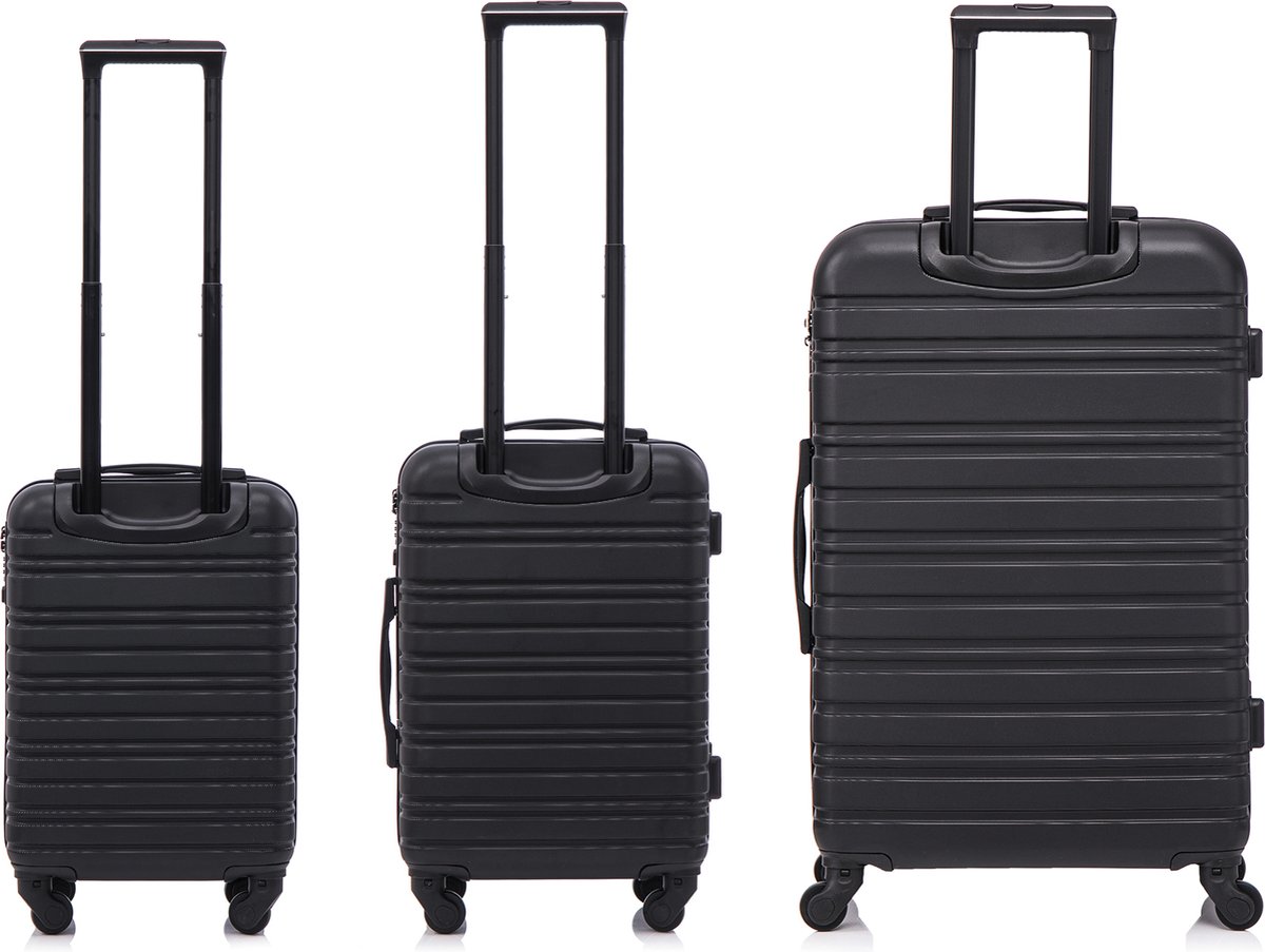 BlockTravel - kofferset - 3 delig - ABS - ruimbagage en handbagage - 29 39 en 74 liter - inbouw TSA slot - zwart