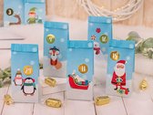 DIY adventskalender om te vullen - Kerstmis om te plakken - met 24 bedrukte papieren zakjes met sneeuwlandschap en leuke stickers voor kinderen