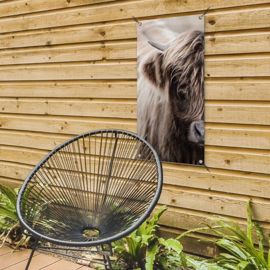 Poster de jardin Highlander écossais - Vache - Fourrure - 40x80 cm - Décoration murale Outdoor - Poster de jardin - Toile de jardin - Poster de clôture - Tableau de jardin