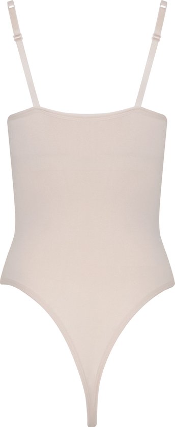 Zachte body met verstelbare bandjes en een string, huidskleur.