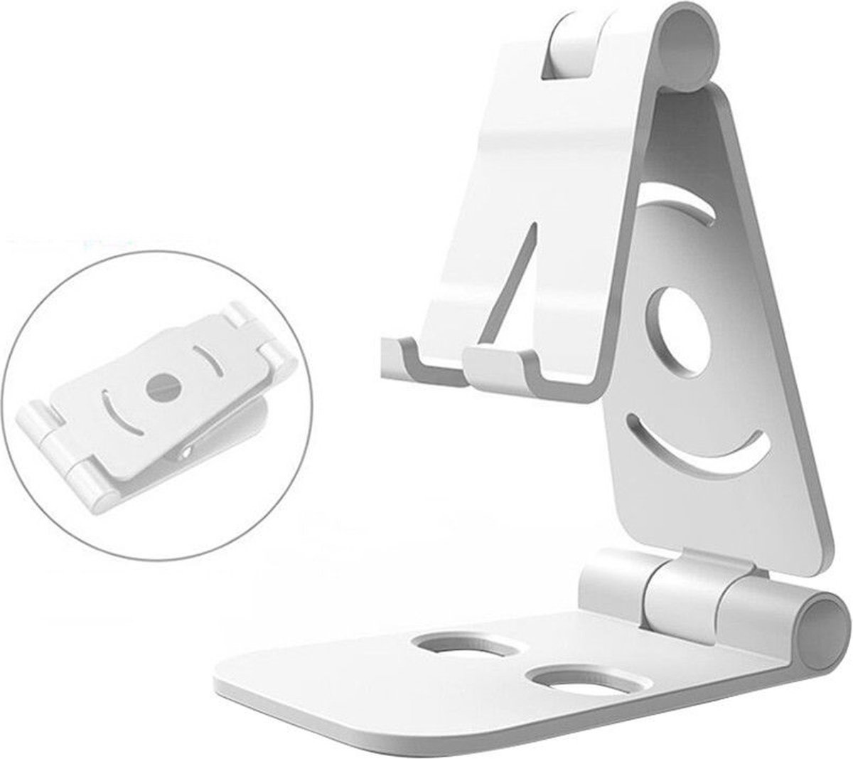 NÖRDIC Universele standaard voor telefoon en tablet - opvouwbare tablet en telefoon houder - Kunststof - Draaibaar - Wit