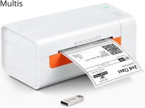 Foto: Multis labelprinter labelmaker labelwriter kassabonprinter usb 203dpi 60 labels per minuut 150 mm sec verzendlabelprinter wit