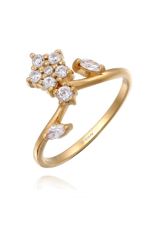 Elli Bague Ring Zircone Blume Glamour Argent 925 Vergoldet bol