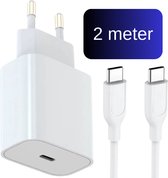 Snellader - Geschikt voor Apple iPhone 15 Pro / Max / Plus / Apple iPad Pro / Air / Mini / 10e generatie / Samsung - Power adapter - Wit - Inclusief USB-C naar USB-C 2 meter