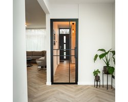 Stalen Binnendeur Helder Glas 6 Vlaks Incl kozijn - 201,5 x 78,3 - Rechtsdraaiend