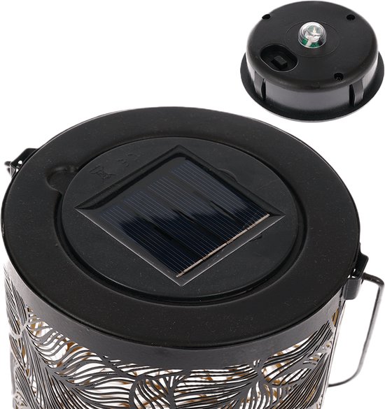 Les Jardins LED-lantaarn op zonne-energie Tekura, teak/grijs, 66 cm