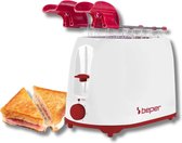 Beper Broodrooster - Toaster - 7 Roosterniveaus - 2 Sleuven - Broodrooster met Tostiklemmen - Wit