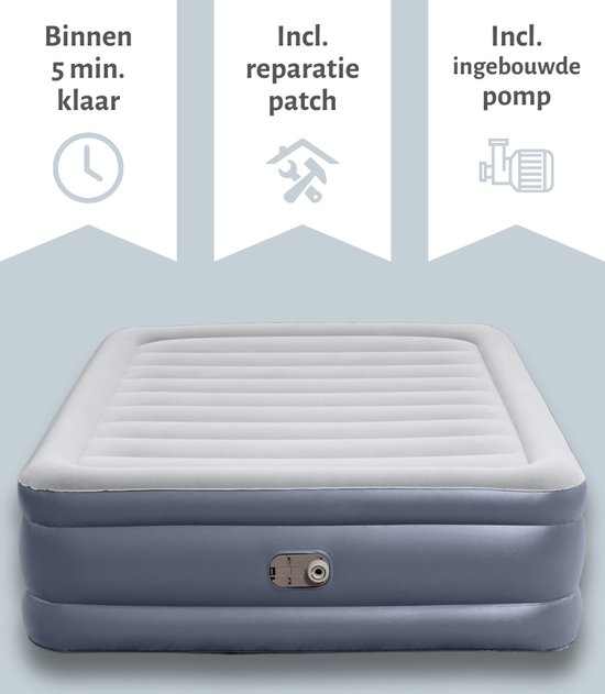 Bestway luchtbed - 2-Persoons - 152 x 203 x 51 cm - Grijs - Inclusief pomp - Reparatieset van Bestway — afbeelding 5