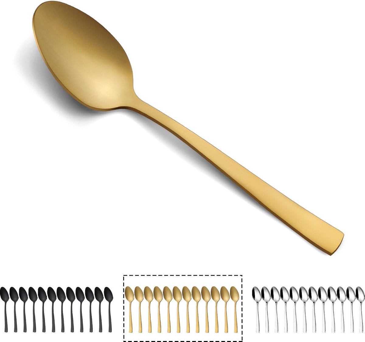 findTop Set van 8, goud en verzilverde roestvrijstalen espressolepels, mini theelepels set voor koffie, suiker, dessert, cake, ijs, soep, antipasto cappuccino, 13,3 cm