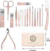 Manicure Set, 18 stks Nail Clippers Pedicure Kit met PU Lederen Case Nail Care Kit Professionele Gereedschap Gift voor Vrouwen Vrouw Vriendin Ouders (Rose Gold)