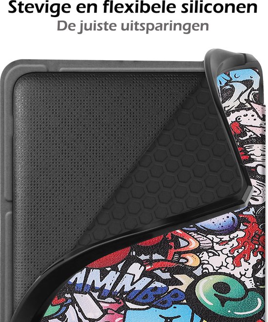 Hoesje Geschikt voor Kobo Sage Hoes Book Case Trifold - Hoes Geschikt voor Kobo Sage Hoesje Book Cover Met Screenprotector - Graffity van Hoesje  — afbeelding 3