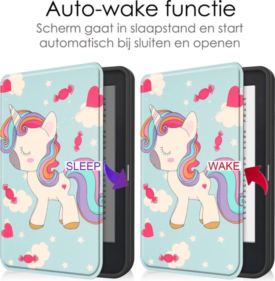 Hoes Geschikt voor Kobo Clara 2E Hoesje Bookcase Cover Book Case Hoes Sleepcover Met Screenprotector - Eenhoorn van Merkloos — afbeelding 5
