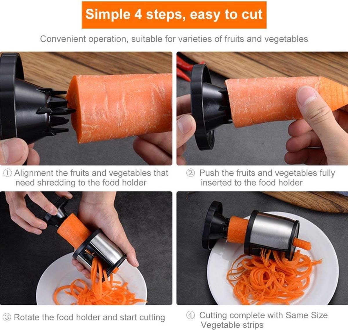 TOSSPER Plantaardige Spiralizer Fruit Rasp Spiraalsnijder Spiralizer voor Wortel Komkommer Courgette Keuken Gadget
