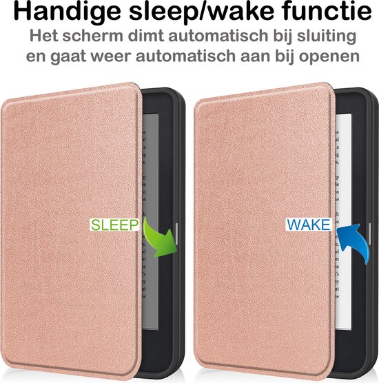 Hoesje Geschikt voor Kobo Clara 2E Hoesje Luxe Bescherm Case Met Screenprotector - Hoes Geschikt voor Kobo Clara 2E Hoes Book Cover - Rosé Goud van Hoesje  — afbeelding 5
