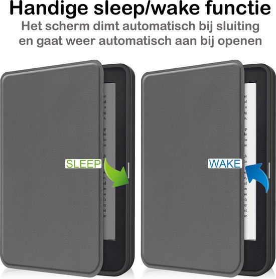Hoesje Geschikt voor Kobo Clara 2E Hoesje Luxe Bescherm Case Met Screenprotector - Hoes Geschikt voor Kobo Clara 2E Hoes Book Cover - Grijs van Hoesje  — afbeelding 5