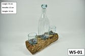 Prohobtools - Verre fondu sur bois - Set à Whisky - en verre recyclé - Souche d'arbre avec verre - Idéal comme cadeau