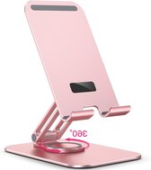 Tablet Standaard Verstelbare Draaibare Bureauhouder met 360 Graden Roterende Basis Opvouwbare Houder voor Pad/iPad - Rosé Goud tablet holder for bed